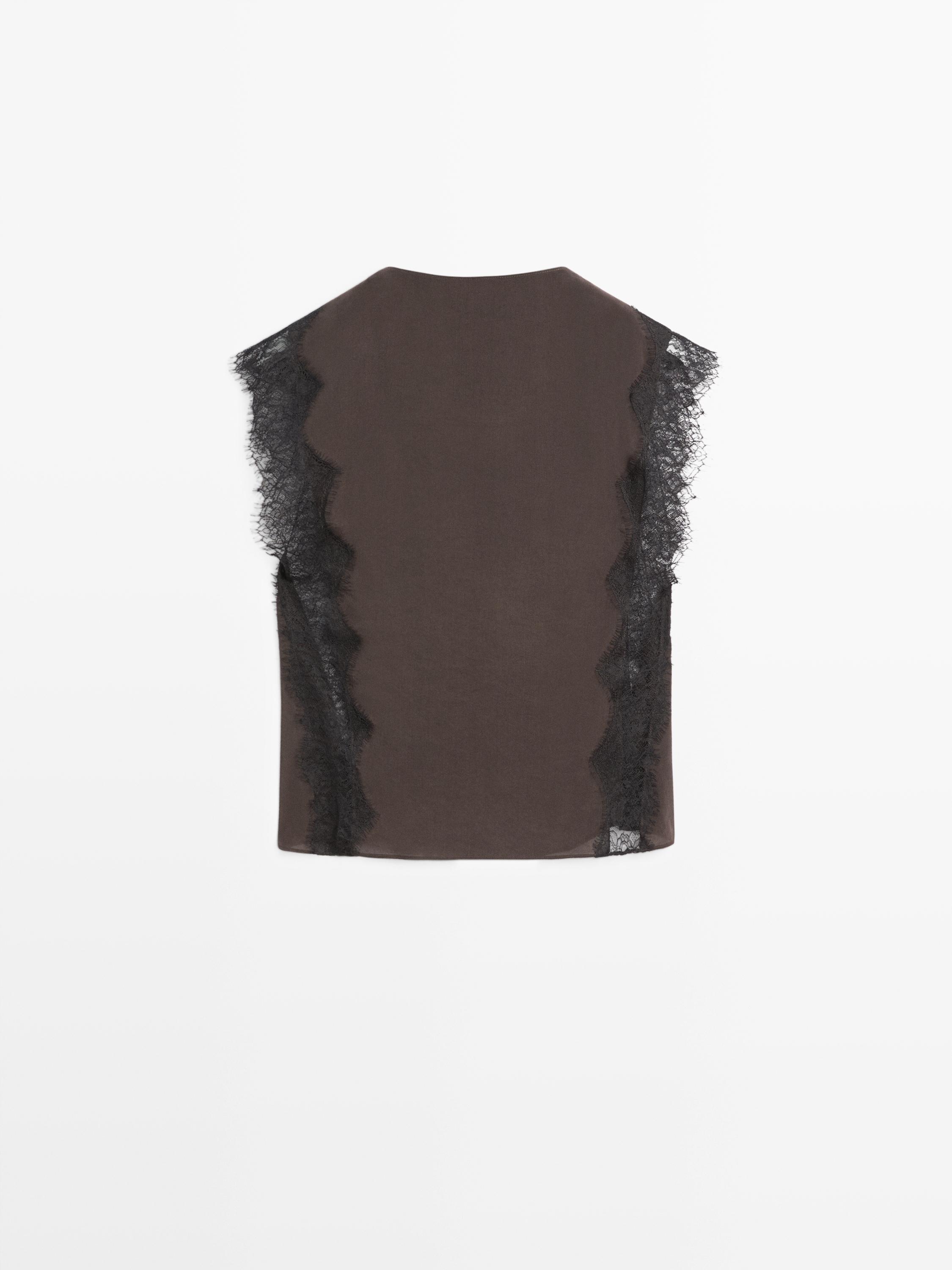 Top nuisette à dentelle